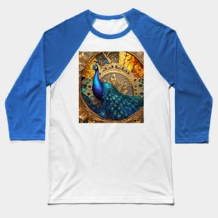 Stained Glass Peacock Baseball T-Shirt